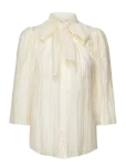 Stella Nova - Pointelle High-Neck Bow Blouse - Pikkade varrukatega - 36