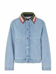 STINE GOYA - Double Rinse Denim, Collared Cropped Bomber - L&uuml;hikesed teksap&uuml;ksid - S