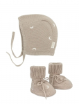 Moonboon - Knitted Bonnet And Booties Giftbox - Beebide kinkekomplektid - 0-3M(56/62CM)
