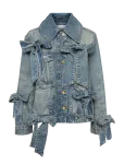 Ganni - Ganni Tint Rigid Denim Bow Jacket - L&uuml;hikesed teksap&uuml;ksid - 38