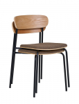 House Nordic - Nora - Dining Chair, Backrest In Ash Wood, Brown Seat With Black Legs - Toolid - ONE SIZE