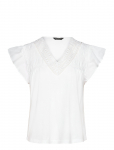 Lauren Ralph Lauren - Lace-Trim Jersey Flutter-Sleeve Tee - L&uuml;hikeste varrukatega - L