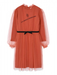 THE ANIMALS OBSERVATORY - Tulle Tortoise Kid Midi Dress Red - Pikkade varrukatega vabaajakleidid - 6 Y