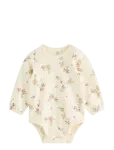Lindex - Long-Sleeved Bodysuit With Flowers - Pikkade varrukatega bodid - 86
