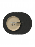 LIND DNA - 4-Set Table Mat Circle L Corduroy Black Ink - Lauamatid - D:38CM
