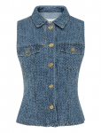 GANNI - Fluffy Denim Fitted Top - Teksavestid - 42
