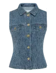 GANNI - Fluffy Denim Fitted Top - Teksavestid - 42