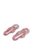 Pipol's Bazaar - Jolly Snap Marble Pink 2 Pcs - Juukseklambrid - ONE SIZE