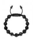 Nialaya - Men's Beaded Bracelet With Black Cz Diamond, Lava Stone, Mat - K&auml;ev&otilde;rud - L 18 cm