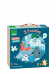 Vilac - Puzzle 3X16 Pcs - Animals Of The World By Michelle Carlslund - Puidust pusled - ONE SIZE