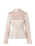Malina - Celene Tie Detailed Satin Blouse - Pikkade varrukatega - 44