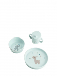 Done By Deer - Foodie Dinner Set W/Suction Celebration Blue - &Otilde;htus&ouml;&ouml;gikomplektid - PLATE:&Oslash; 18X H 3CM.BOWL:&Oslash; 12.5X H 5.5CM.CUP:&Oslash; 8X H 9CM