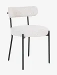 House Nordic - Tiri - Dining Chair, White Boucl&eacute; With Black Legs - Toolid - ONE SIZE