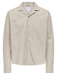 ONLY & SONS - Onsemilo Casual Linen Ls Shirt 0256 - Triibulised s&auml;rgid - XL