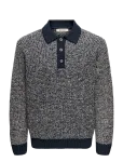 ONLY & SONS - Onsalf Rlx Structure Polo Knit - Pikkade varrukatega kootud polos&auml;rgid - XS