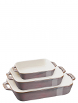 STAUB - Set Med Ancient Grey Rektangul&auml;ra Ugnsformar 3-Delar - Ahjuvormid - 1X 20X 16CM;1X 27X 20CM;1X 34X 24CM