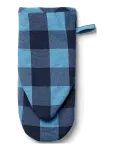 Midnatt - Oven Mitt Checked Blue - Pajakindad - 13X30