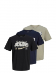 Jack & Jones - Jjelogo Tee Ss O-Neck 2 Col Aw26 3Pk Mp - L&uuml;hikeste varrukatega - L