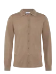 Davida Cashmere - Man Fine Knit Classic Shirt - Pikkade varrukatega kootud polos&auml;rgid - S