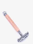 Parker - 29L - Rose Gold - Ladies Textured Long Handle Butterfly Open Safety Razor - Hair Removal - ONE SIZE