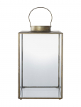 House Nordic - Lene - Lantern, Metal/Glass, Antique Brass Look - Indoor Lanterns - 42X24.5X24.5CM