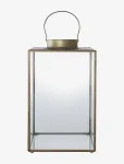 House Nordic - Lene - Lantern, Metal/Glass, Antique Brass Look - Indoor Lanterns - 42X24.5X24.5CM