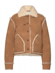 Monki - Faux Leather Shearling Jacket - Kunstkarusnahk - XL