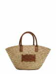 Malina - Small Leather Trimmed Monogram Straw Tote - Kandekotid - ONE SIZE