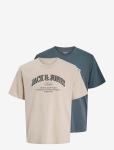 Jack & Jones - Jjedenver Logo Tee Ss O-Neck 2Pk Mp - L&uuml;hikeste varrukatega - L