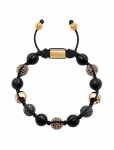 Nialaya - Men's Beaded Bracelet With Matte Onyx And Black/Gold Cz Diam - K&auml;ev&otilde;rud - L 18 cm