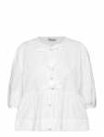 Ganni - Cotton Poplin Peplum Blouse - L&uuml;hikeste varrukatega - 36