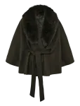 Gina Tricot - Faux Fur Collar Cape Jacket - Kunstkarusnahk - M/L