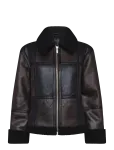 French Connection - Camry Suede Patchwork Faux Shearling Jacket - Bomber-jakid - XL