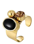 Bud To Rose - Retro Ring Black/Brown/Gold - S&otilde;rmused - ONE SIZE