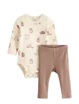 Lindex - Set With Bodysuit And Ribbed Leggings - Pikkade varrukatega - 62