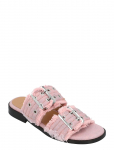 Ganni - Fringed Denim Buckle Sandals - Madalad sandaalid - 41