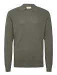 Lindbergh - Ribbed L/S V-Neck Poloribbed L/S V-Neck Polo - Pikkade varrukatega kootud polos&auml;rgid - M