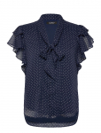 Lauren Ralph Lauren - Polka-Dot Georgette Tie-Neck Blouse - Varrukateta - XL