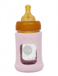 HEVEA - Wide Neck Baby Glass Bottle With Sleeve 150Ml/5Oz Single-Pack - Lutipudelid - 150ML/5OZ