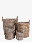 House Nordic - Emma - Baskets, Kubu Rattan, Natural Set Of 4 - Hoiukorvid - 58X50X50CM