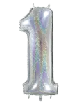 IPK - Number Foil 1 Hologram Silver 70 Cm - Laste s&uuml;nnip&auml;ev - 0