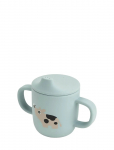 Done By Deer - Silicone Spout Cup 2-Handle Tiny Farm Blue - Nokaga tasssid - &Oslash; 6.5X H 9CM