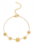 Timi Of Sweden - Fay - Flower Chain Bracelet Stainless Steel - Gold - K&auml;eketid - ONE SIZE 17 cm