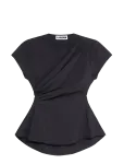 Laagam - Raven Black Asymmetric Blouse - L&uuml;hikeste varrukatega - S