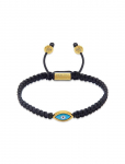 Nialaya - Men's Black String Bracelet With Gold Evil Eye - K&auml;ev&otilde;rud - L 18 cm