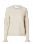 Selected - Slflulu Ls Knit Frill Cuff O-Neck Noos - Džemprid - XXL