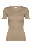 Rosemunde - Rwbeatha Silk Ss Lace T-Shirt - L&uuml;hikeste varrukatega - S