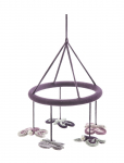 Smallstuff - Hanging Mobile, Butterflies, Aubergine/Silver - Mobile Clouds - 24X 24X 2CM