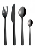 Aida - Raw - Bestik 16 Dele S&aelig;t Blank Sort Bel&aelig;gning 4 X (Kniv, Ske, Gaffel, Kaffeske) Gave&aelig;ske - S&ouml;&ouml;giriistade komplektid - ONE SIZE