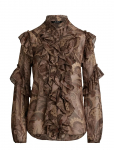 Lauren Ralph Lauren - Paisley Ruffle-Trim Chiffon Blouse - Pikkade varrukatega - XS